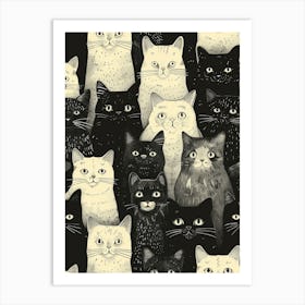 Perfectly Repeatable Artwork With Cute Cat Faces 06 Art Print