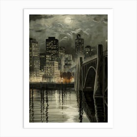 Cityscape At Night 1 Art Print