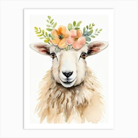 Baby Blacknose Sheep Flower Crown Bowties Animal Nursery Wall Art Print (23) Art Print