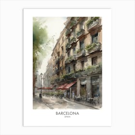 Barcelona Watercolour Travel Poster Art Print