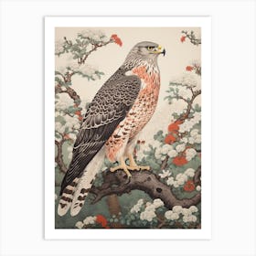 Ohara Koson Inspired Bird Painting Red Tailed Hawk 2 Art Print