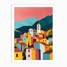 Sicilian Strolls: Homes Along the Streets of Taormina, Italy Art Print