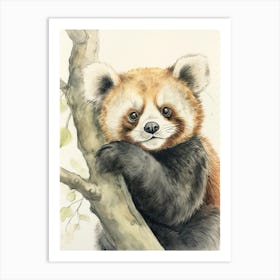 Storybook Animal Watercolour Red Panda 6 Art Print