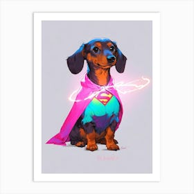 Dachshund Superman Art Print