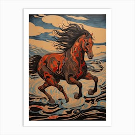 A Horse Painting In The Style Of Gouache Painting 2 Art Print