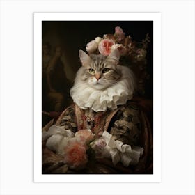 Cat In Medieval Robes Rococo Style  2 Art Print