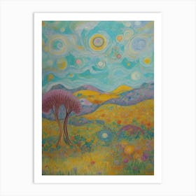 Starry Sky With Trees Art Print