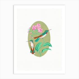 Hummingbirds Green Art Print