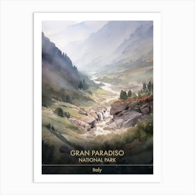 Gran Paradiso National Park Italy Watercolour 1 Art Print