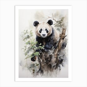 Panda, Japanese Brush Painting, Ukiyo E, Minimal 2 Art Print