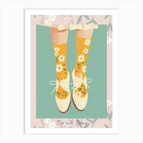 Step Into Spring Woman Step Into Spring White Shoes With Flowers 2 Art Print