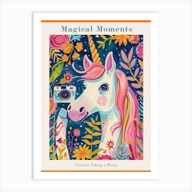 Unicorn Taking A Photo With An Analogue Camera Fauvism Inspired Poster Art Print