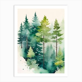 Watercolor Of Pine Trees Art Print