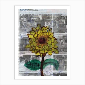 Sunflowers on News painted by Little Artist O.D.R Art Print