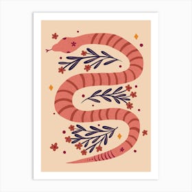 Modern Snake Mocha And Burgundy Poster