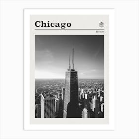 Chicago Illinois Black And White Art Print
