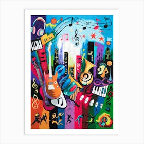 Abstract Painting Music City Art Print