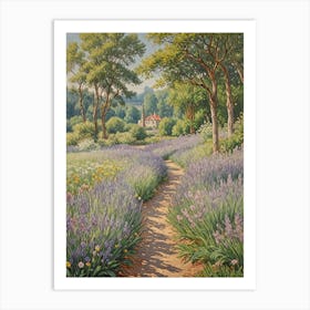 Lavender Countryside Path Art Print