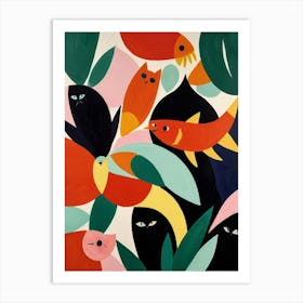 Cats And Fishes Art Print