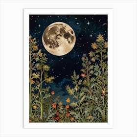 Moonlight In The Garden Style William Morris 1 Art Print Art Print