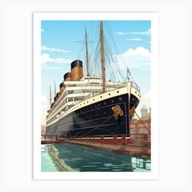 Titanic Ship Charcoal Modern Illustration 3 Art Print