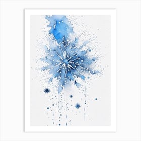 Graupel, Snowflakes, Minimalist Watercolour 4 Art Print