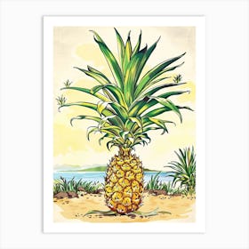 Pineapple Tree Storybook Illustration 2 Art Print
