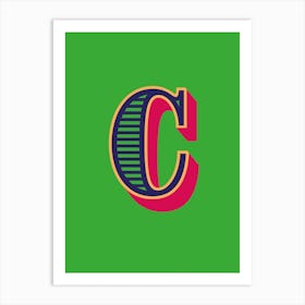 Decorative Letter C Vintage Typography Green Art Print