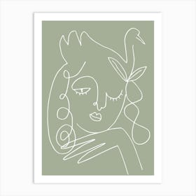 Sage Green Line Art_2455581 Art Print