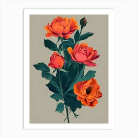 Orange Roses Canvas Print Art Print