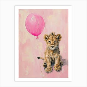 Cute Lion 2 With Balloon Art Print