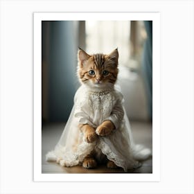 Cute Kitten In A Wedding Dress Art Print