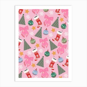 Cute Christmas Pink Art Print