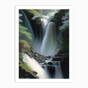 Shiraito Falls, Japan Peaceful Oil Art  (2) Art Print