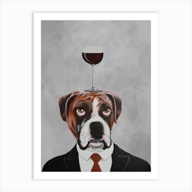 Boxer With Wineglass Art Print