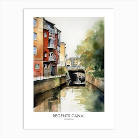 Regents Canal London Watercolour Travel Poster 3 Art Print