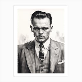  Gangster Art John Dillinger Public Enemy No 1 B&W 2 Art Print