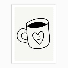 Coffee Cup With Heart Illustration Art Print