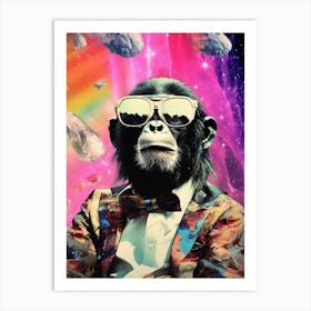 Thinker Monkey In Space Collage 1 Art Print