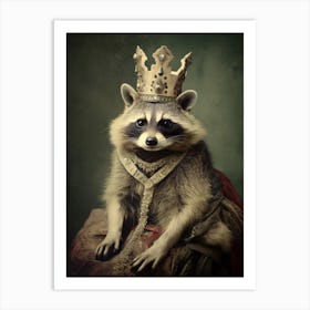 Vintage Portrait Of A Cozumel Raccoon Wearing A Crown 1 Art Print