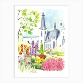 Watercolor Of A Garden Art Print