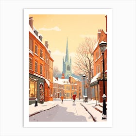 Vintage Winter Travel Illustration Bristol United Kingdom 1 Art Print