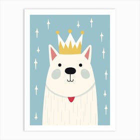 Little Arctic Wolf 1 Wearing A Crown Art Print