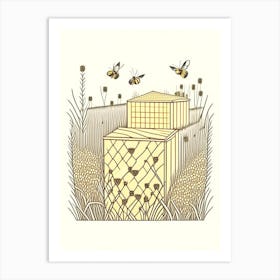 Bee Boxes In A Field 6 Vintage Art Print
