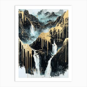 Southern Alps Golden Peaks - Textured Minimalism Art Print