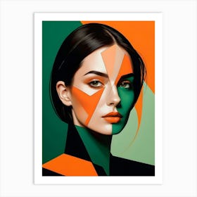 Geometric Woman Portrait Pop Art (70) Art Print