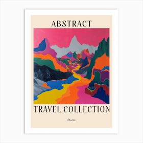 Abstract Travel Collection Poster Bhutan 6 Art Print