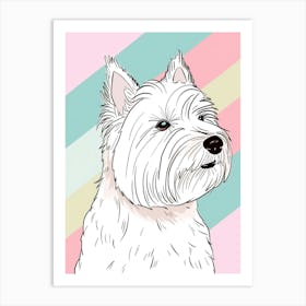 West Highland White Terrier Dog Pastel Line Illustration 1 Art Print