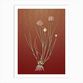 Vintage Allium Globosum Botanical on Falu Red Pattern n.2287 Art Print