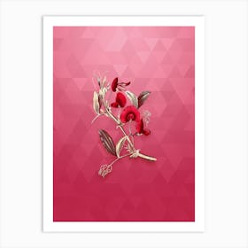 Vintage Tangier Pea Flower Botanical in Gold on Viva Magenta n.0223 Art Print